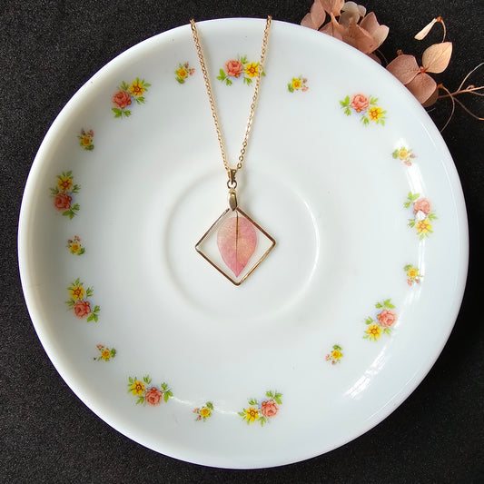 Bougainvillea Square Pendant - Pink Floral Charm