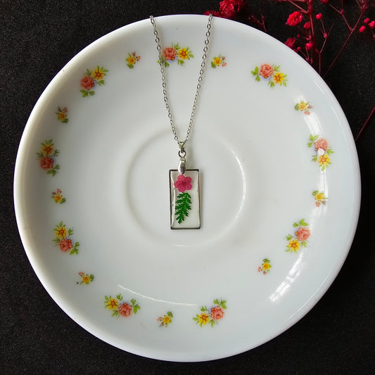 Exquisite Pink Green Floral Pendant